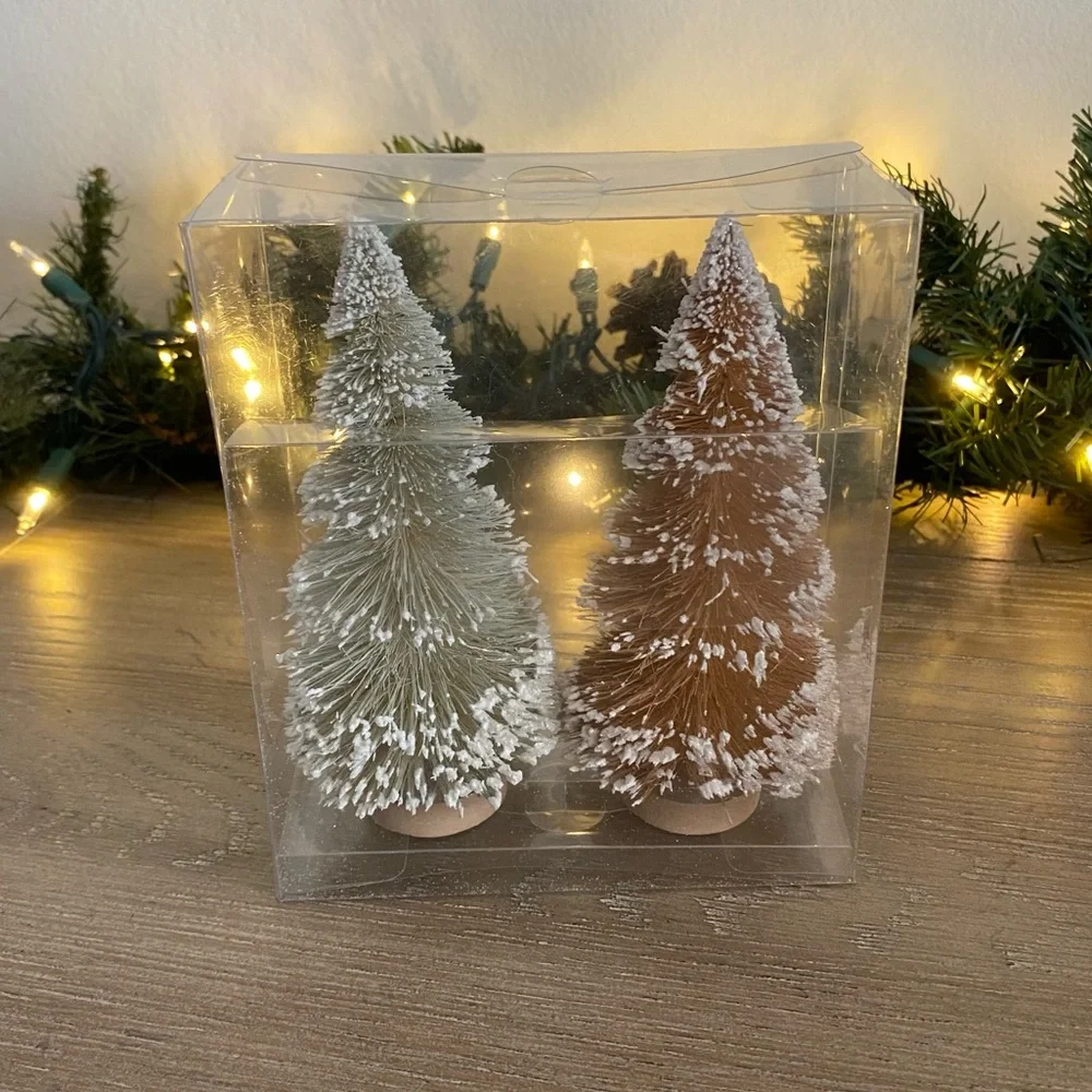 Target Pink & White Flocked Holiday Miniature Bottle Brush Christmas Tree Set